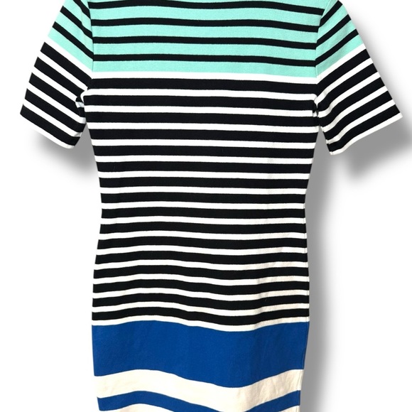 T by Alexander Wang Striped Dress Size M Teal Blue Black - Picture 3 of 8